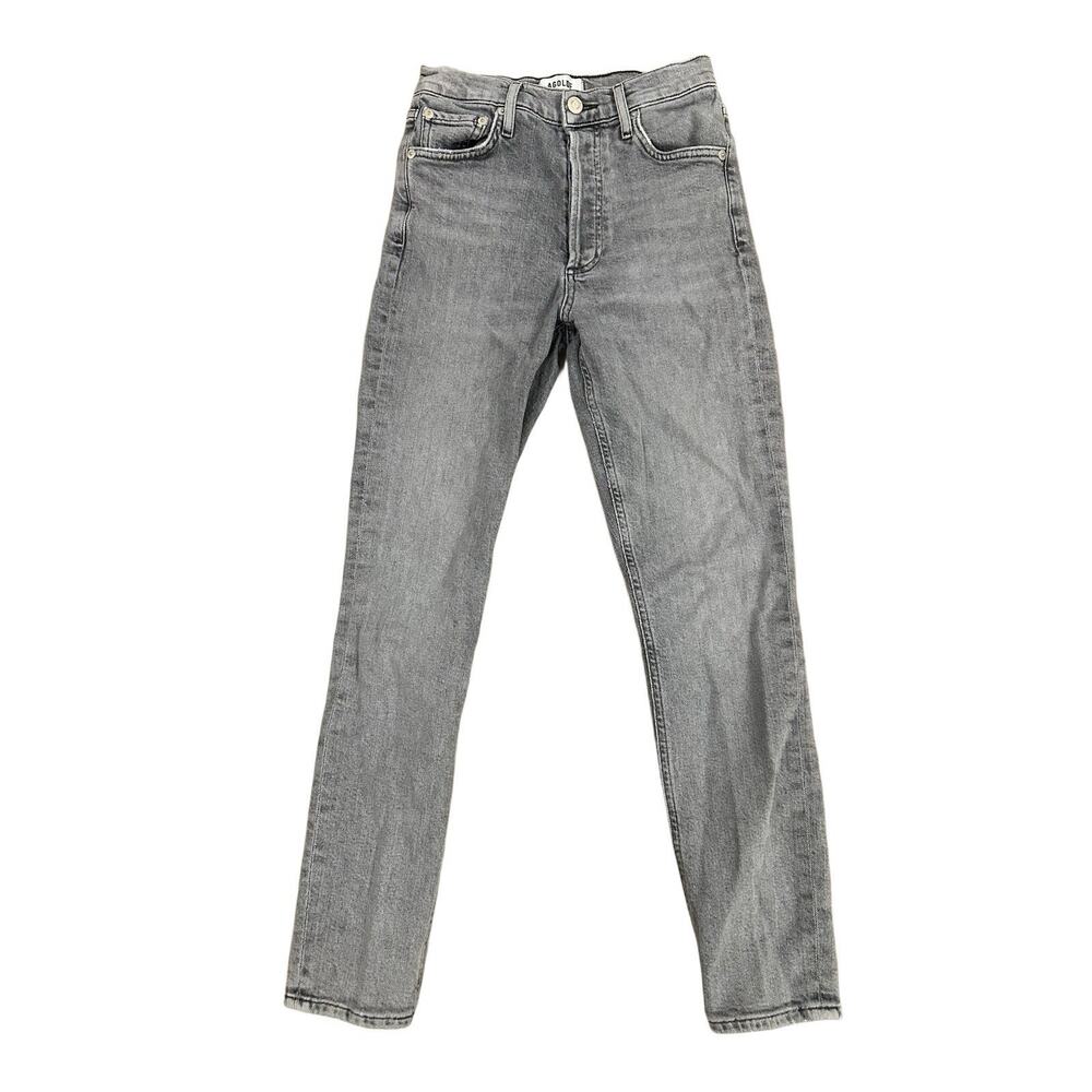 AGOLDE Straight Jeans Gray Button Zip 5-Pocket Cotton Regular Size 23 Women